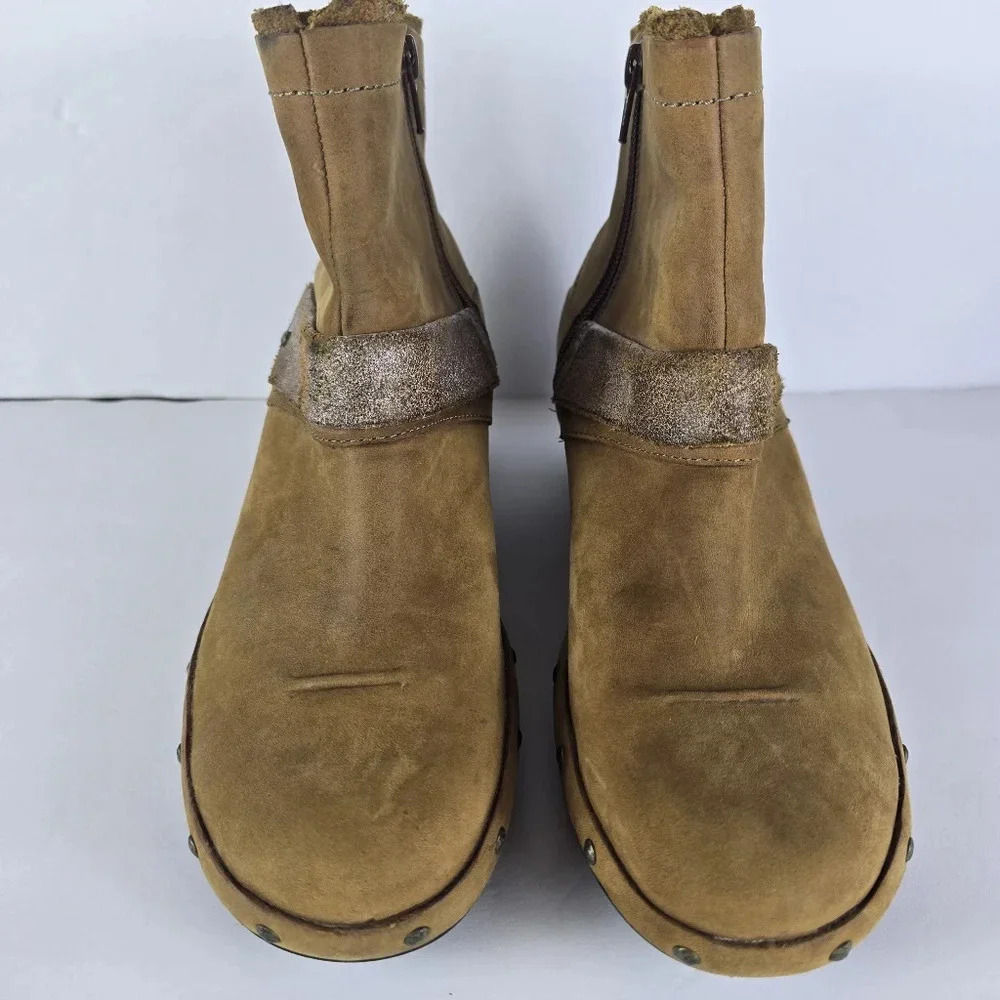 Merrell Women's Luxe Mid Ankle Heeled  Boots Leather Cognac Color Size 8.5